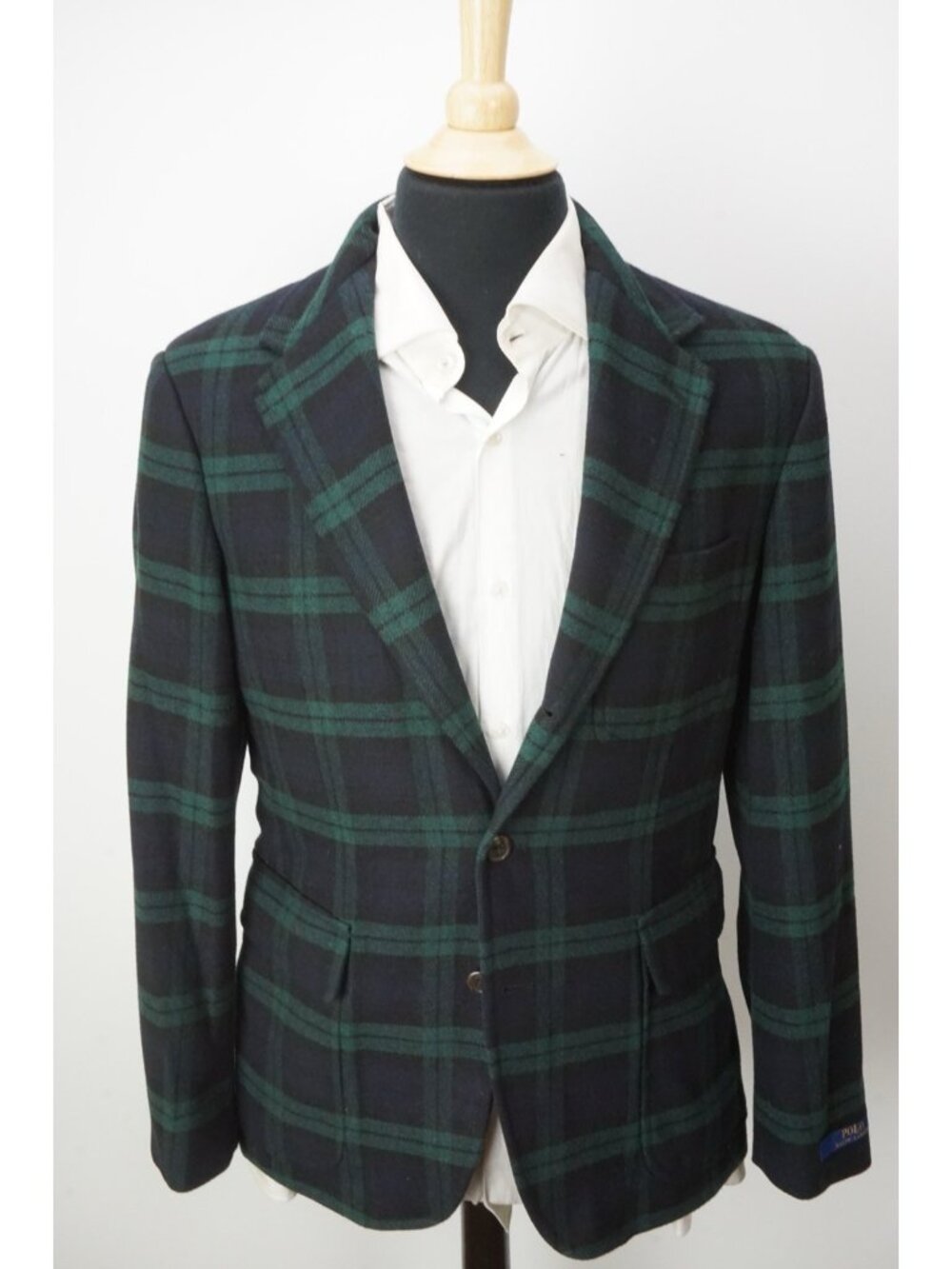 Polo Ralph Lauren Modern Fit Blackwatch Blue Green Plaid Wool Sport Coat 38R NEW - Picture 3 of 10